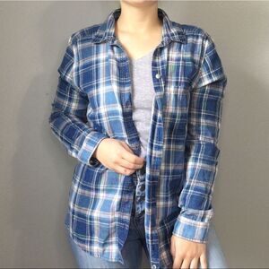 American Eagle • Boyfriend Fit Flannel Blue Soft Medium
